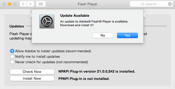 update flash player mac