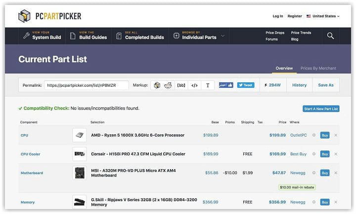 Pick parts. Build your PC. Compare and share. - PCPartPicker