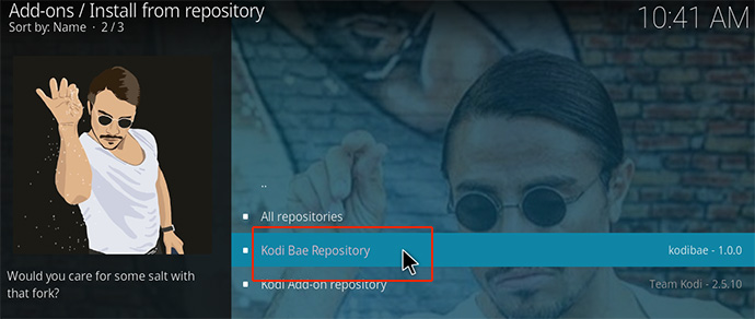 kodi install kodibae repository