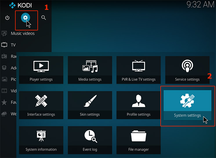 kodi settings