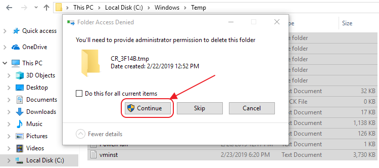 how to delete temp files win10