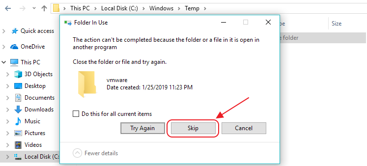 delete temp folder win10