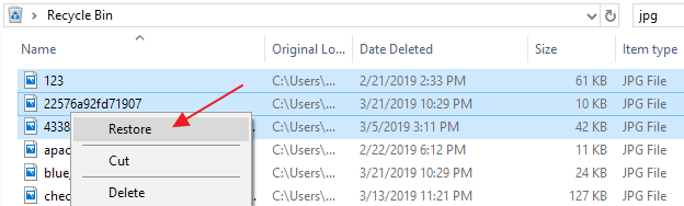 recover deleted photos from a recycle bin on your computer