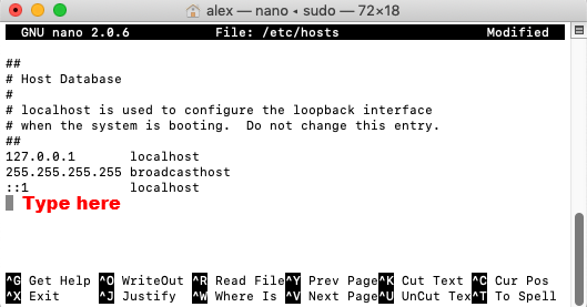 Terminal Mac Host File Edit Nano