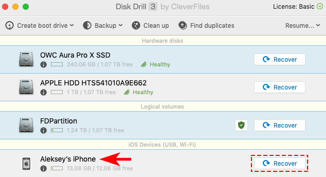 recover deleted photos from iphone with disk drill