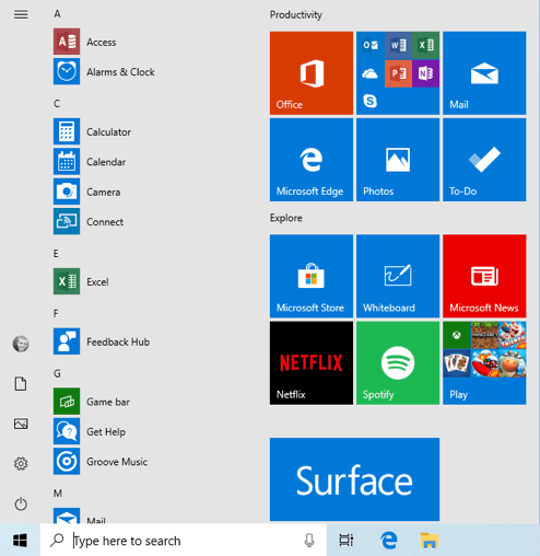 windows 10 update may 2019 style menu