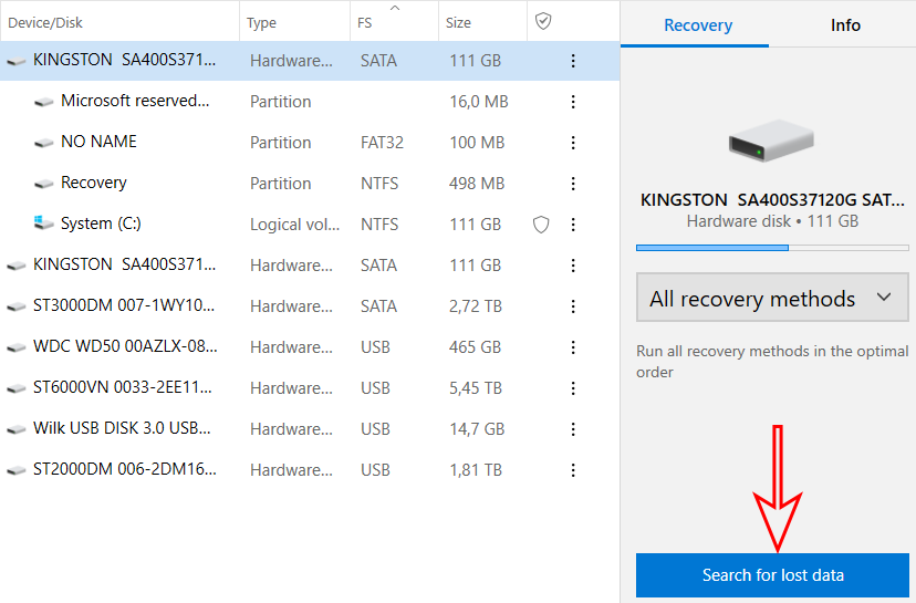 recovery partition windows 10