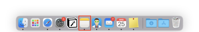 Notes app in the Dock