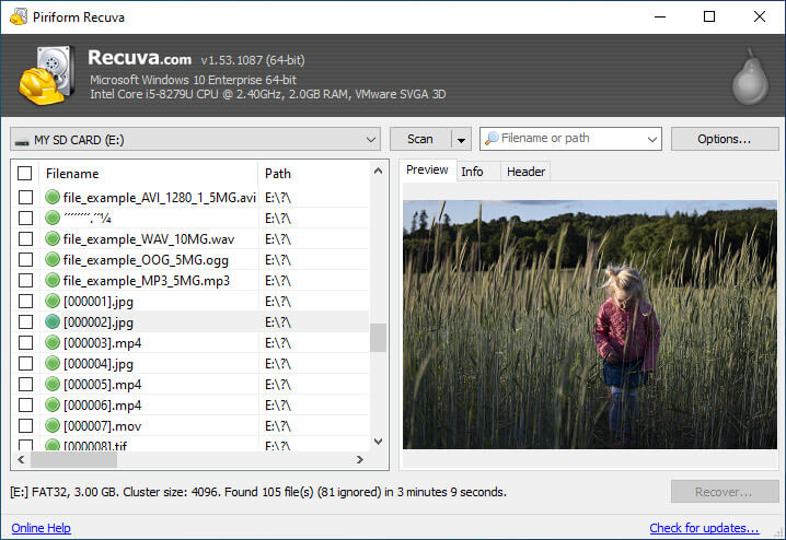 recuva recovery software