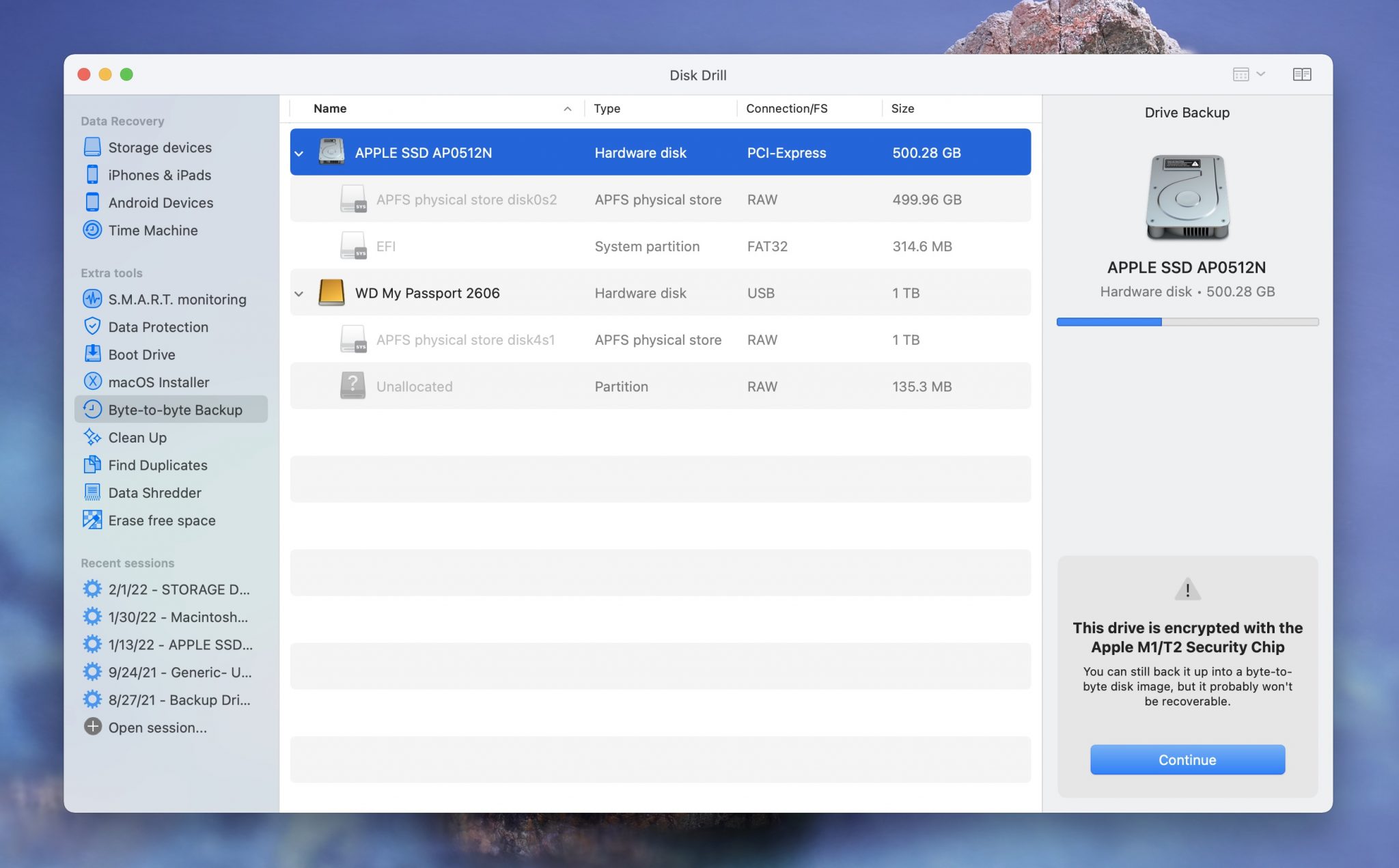 byte to byte backup disk drill