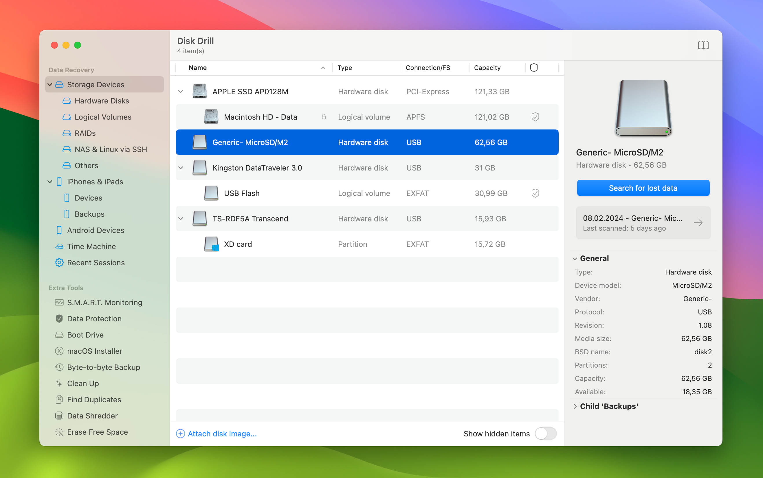 Disk Drill for Mac recovering files from a formatted CF card