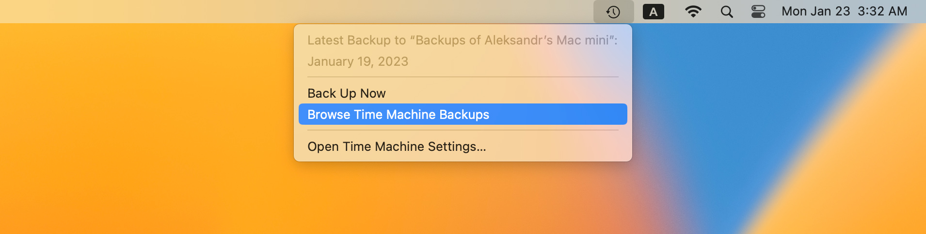 Browse Time Machine backups