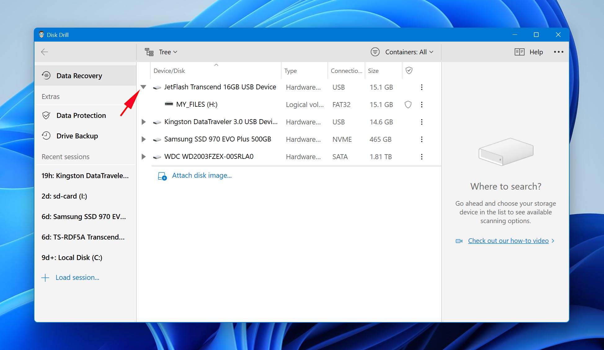 Choose device partition to file recovery.