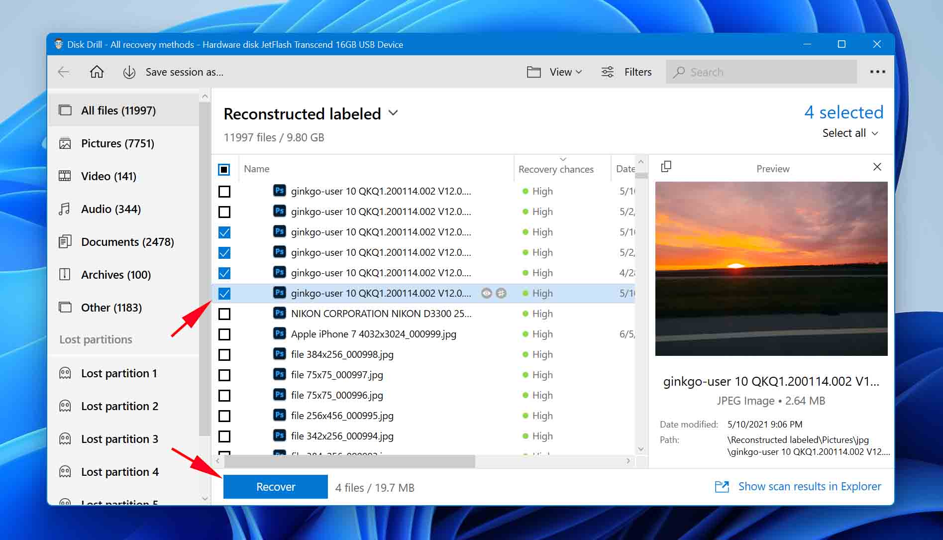 preview and recover files