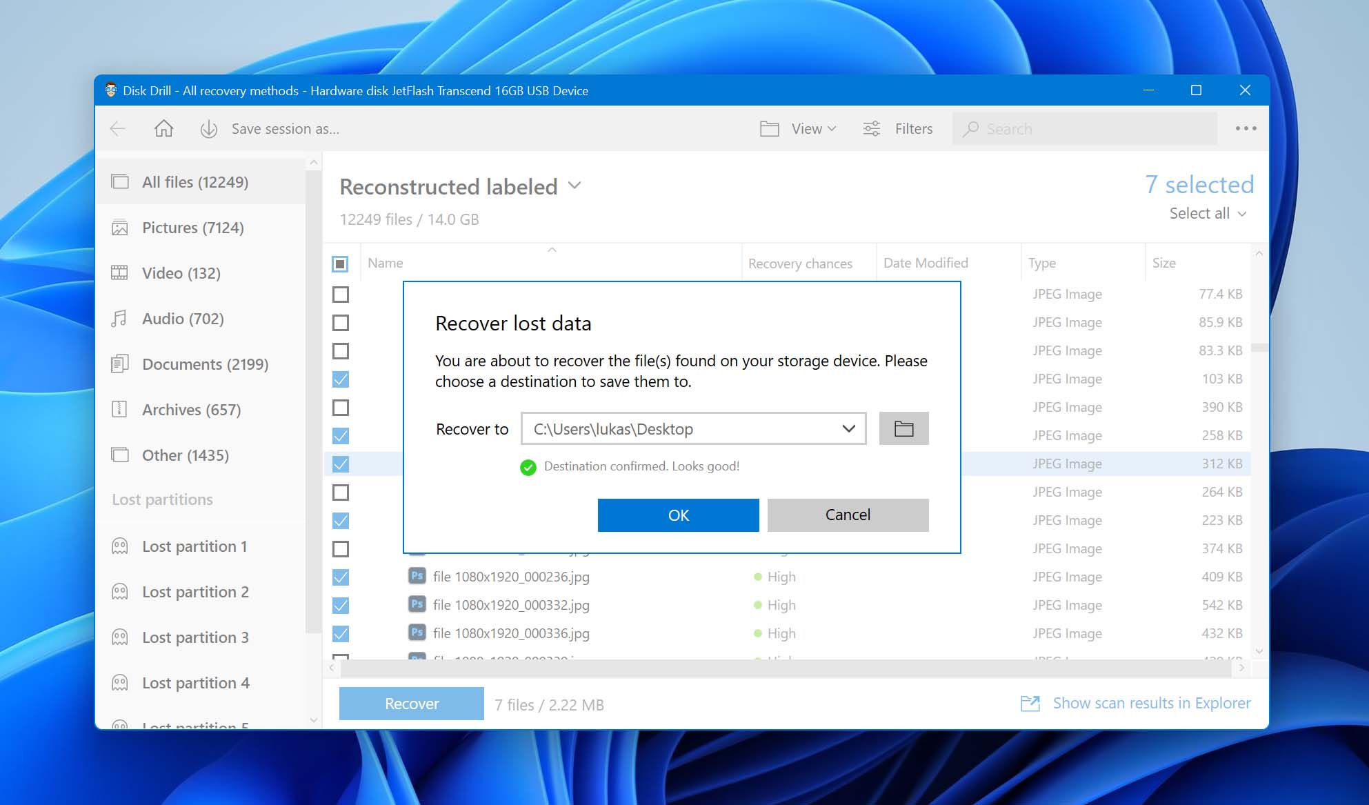 Recovery path for deleted files.