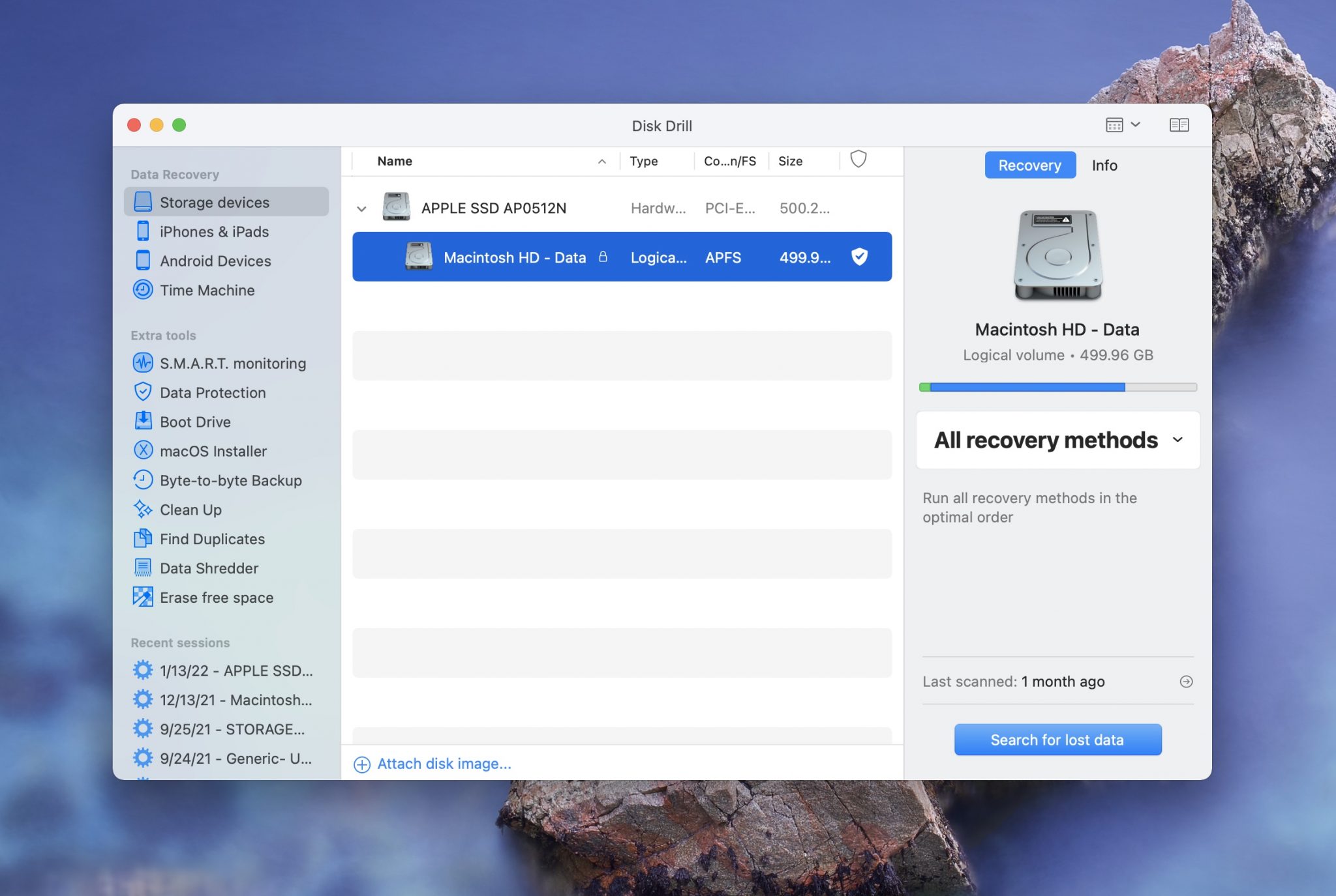 selecting storage device to scan on mac