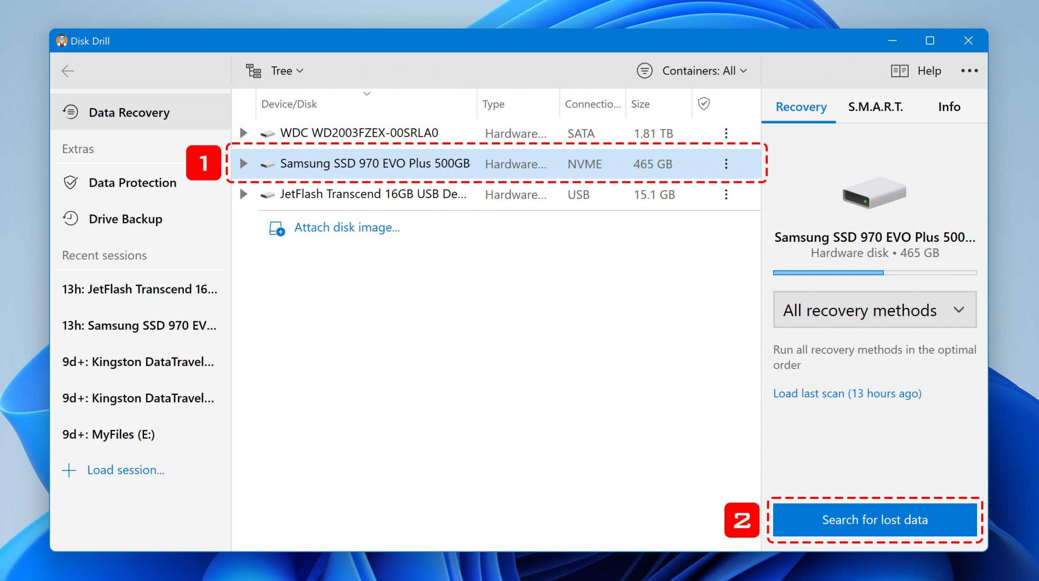 Disk Drill search for lost data.