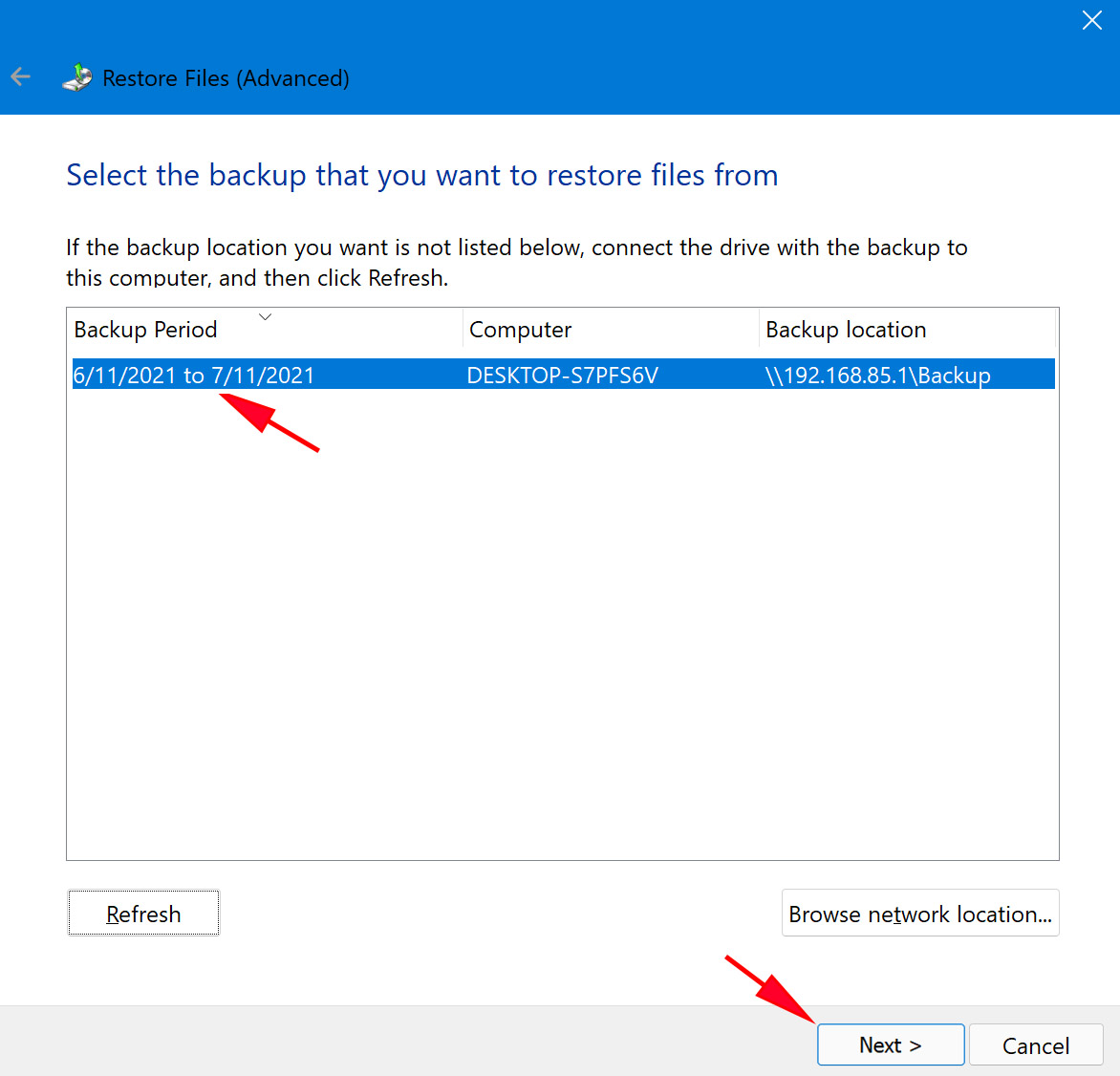 recover deleted files windows 10 recycle bin using 'Backup and Restore'