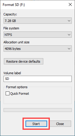 format to fix corrupted sd card
