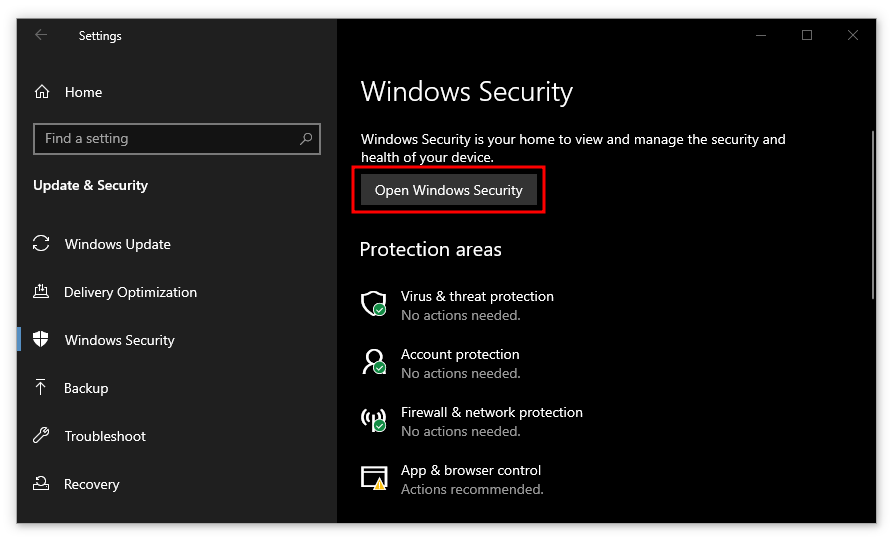 open windows security