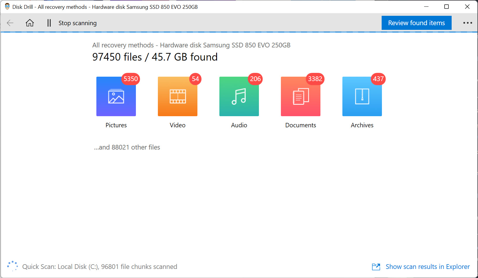 disk drill windows scanning