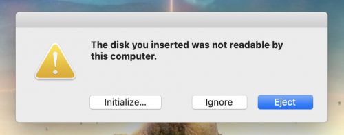 An inserted SD card was unreadable by macOS.