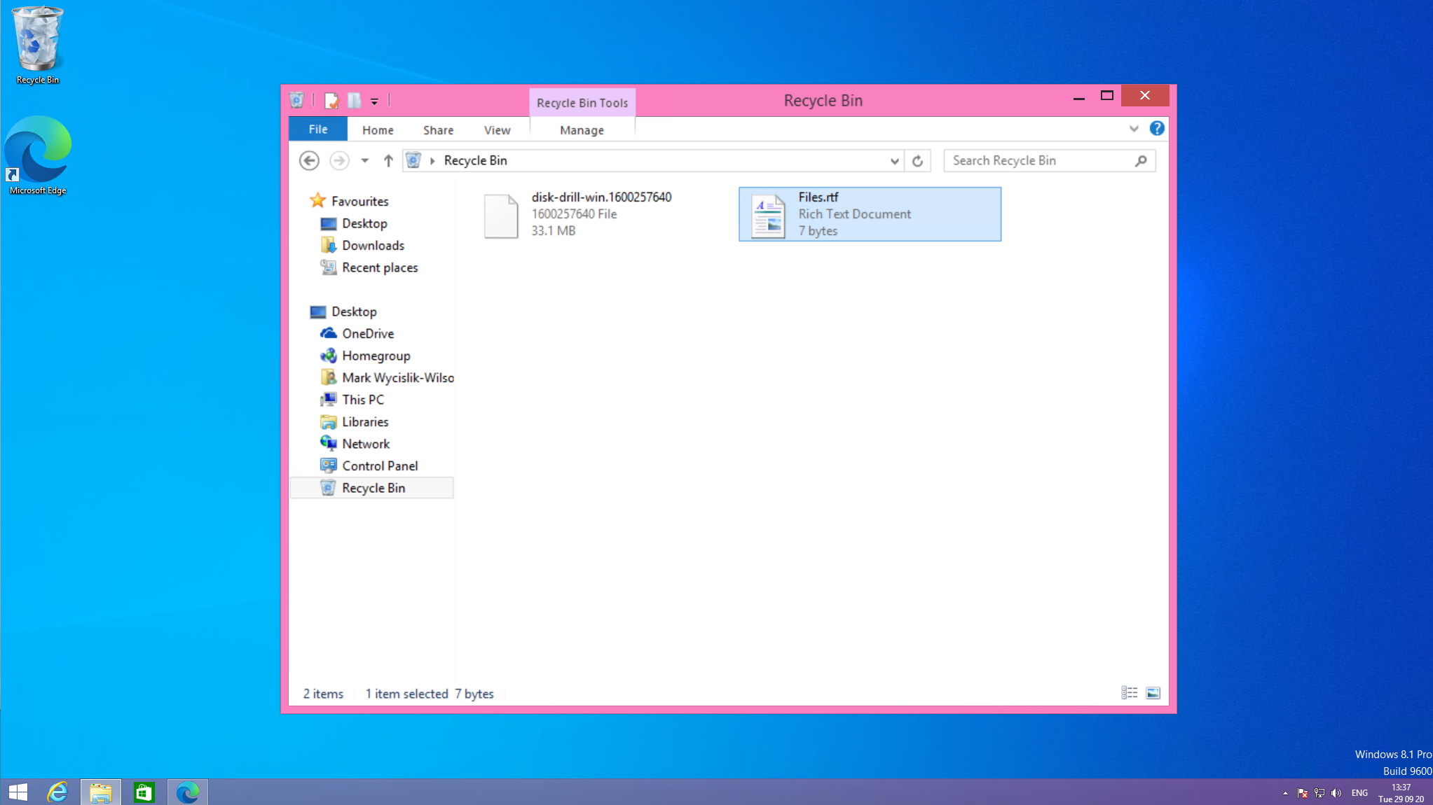 recover files from a Recycle Bin on Windows 8