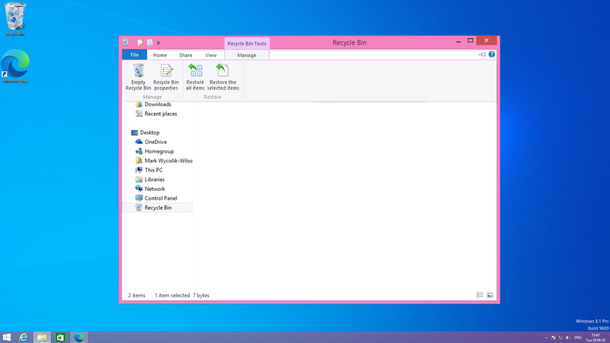 Recycle Bin on Windows 8