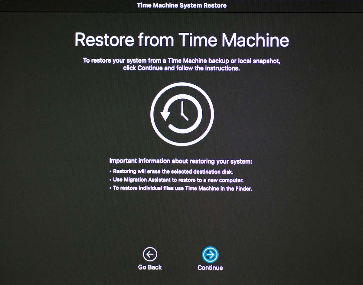 using time machine in recovery mode on mac