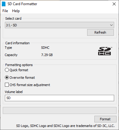 sd card formatter