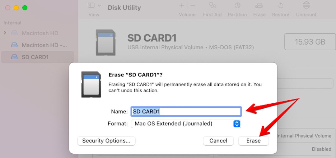 Format corrupted SD card Mac