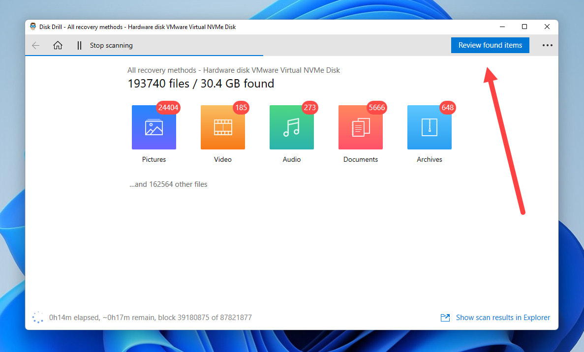 review find items disk drill windows 11