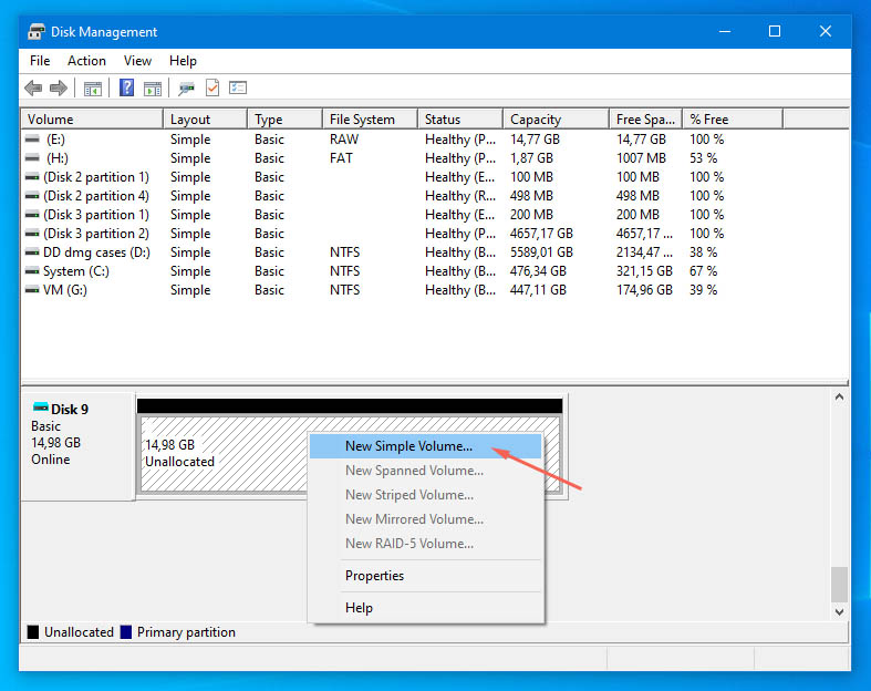 create volume on usb drive with windows format tool