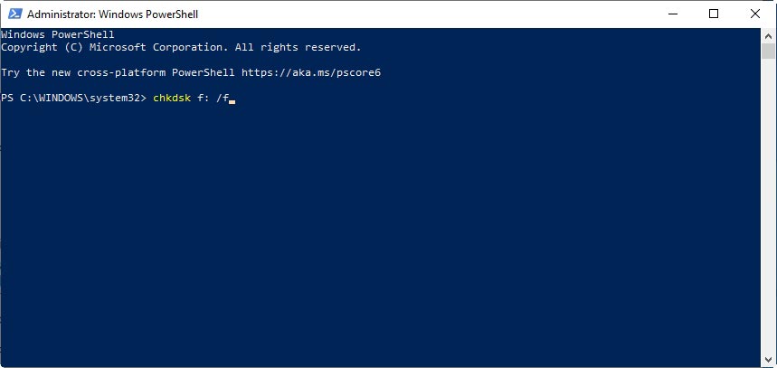 Running CHKDSK In Windows 10 PowerShell