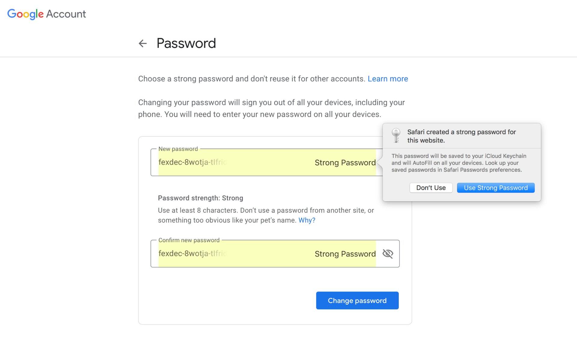 protect emails creating a strong password