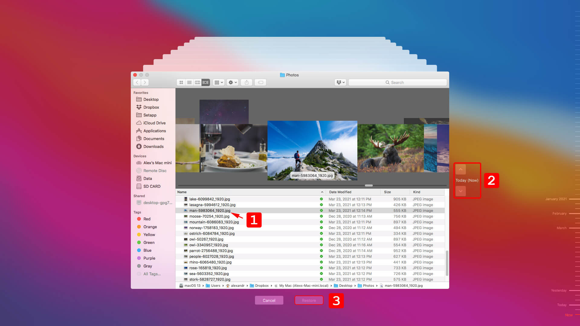 restore photos with time machine