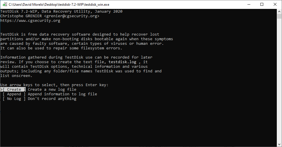 testdisk logs