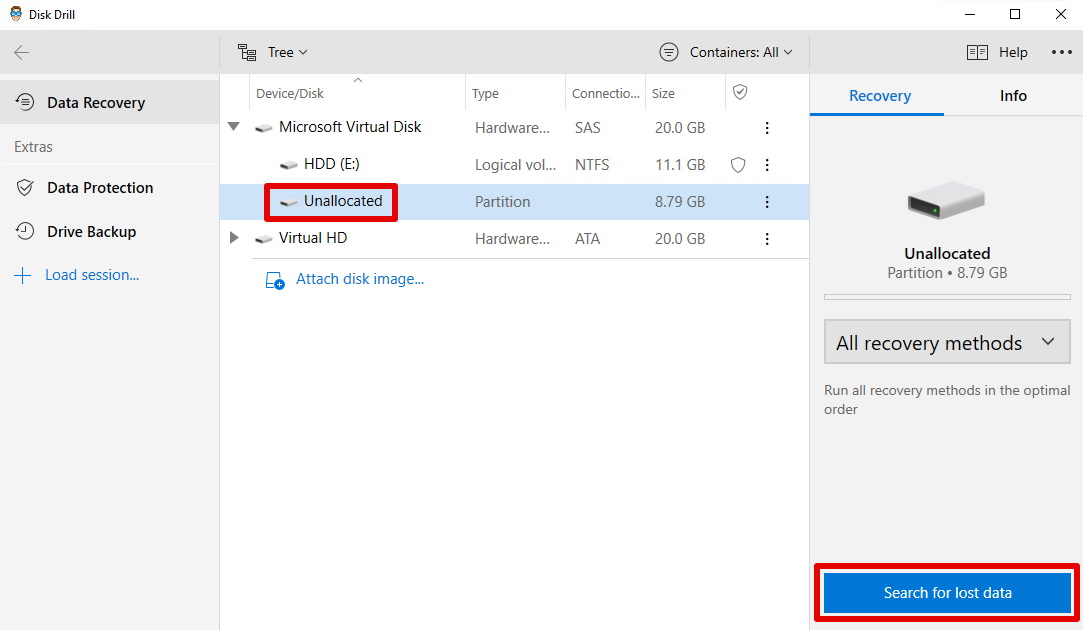 Recover an Unallocated Partition with Disk Drill