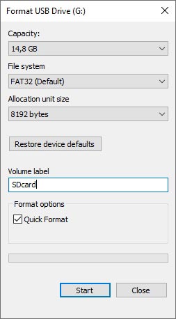 Setting up the format's parameters