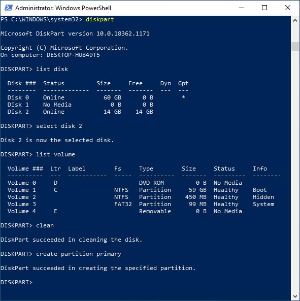 create partition primary