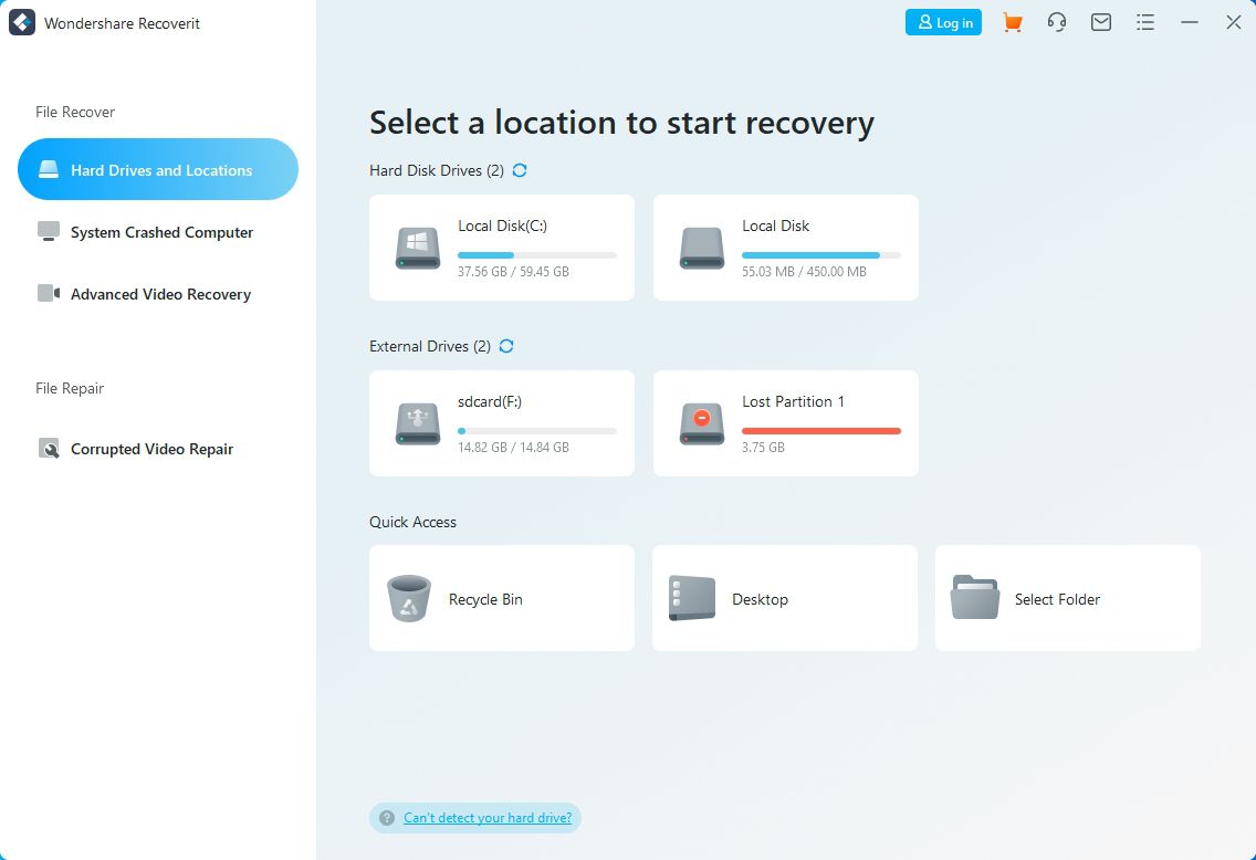 RecoverIt interface