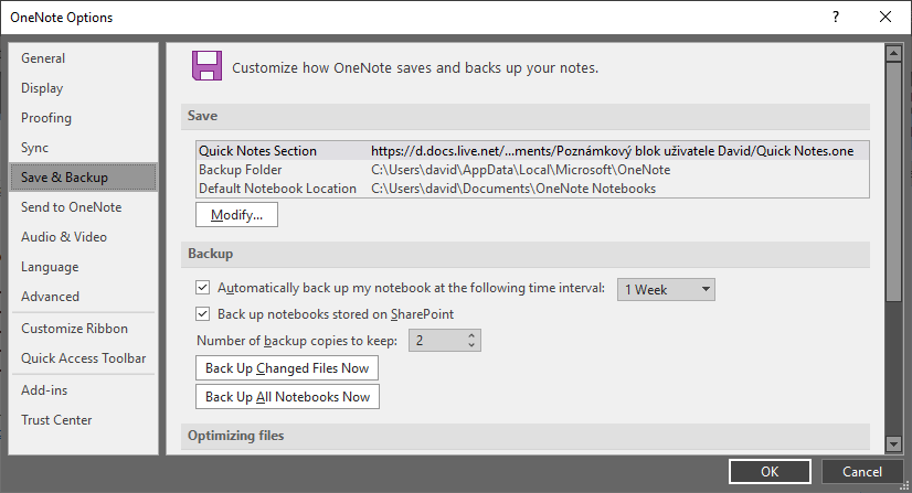 restore onenote