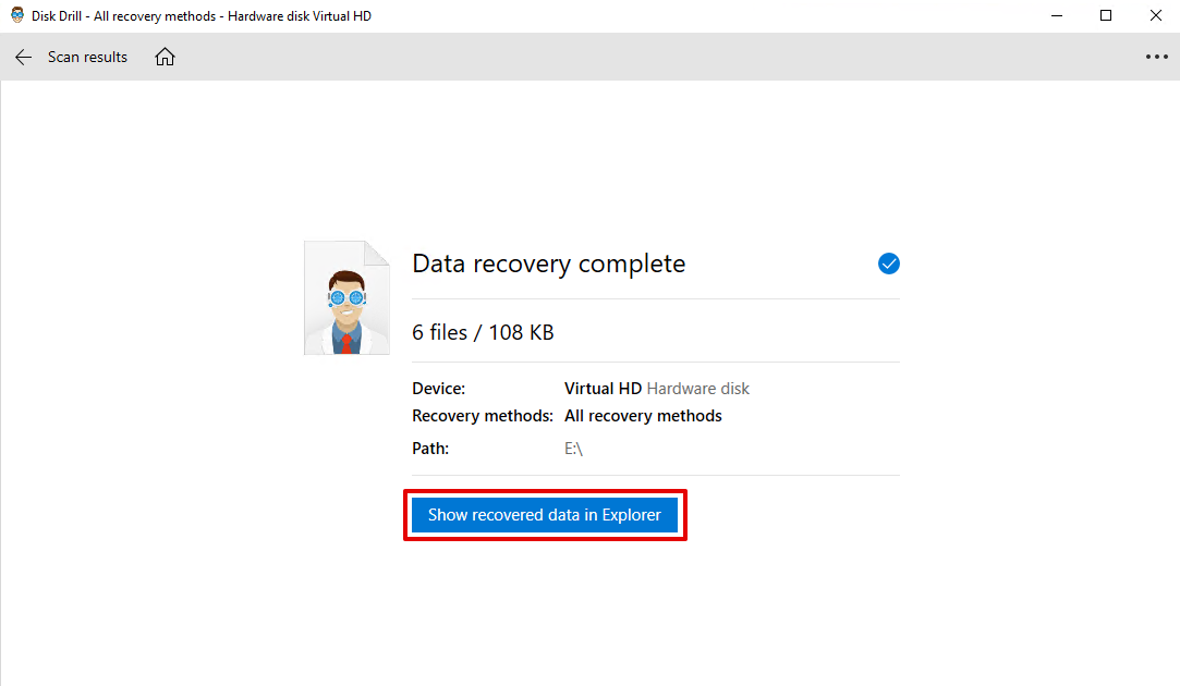 Show recovered data in Explorer