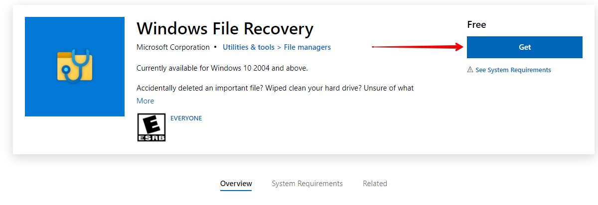 Downloading Windows File Recovery.