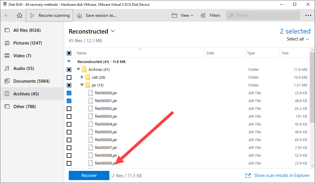 disk drill avast recover selected