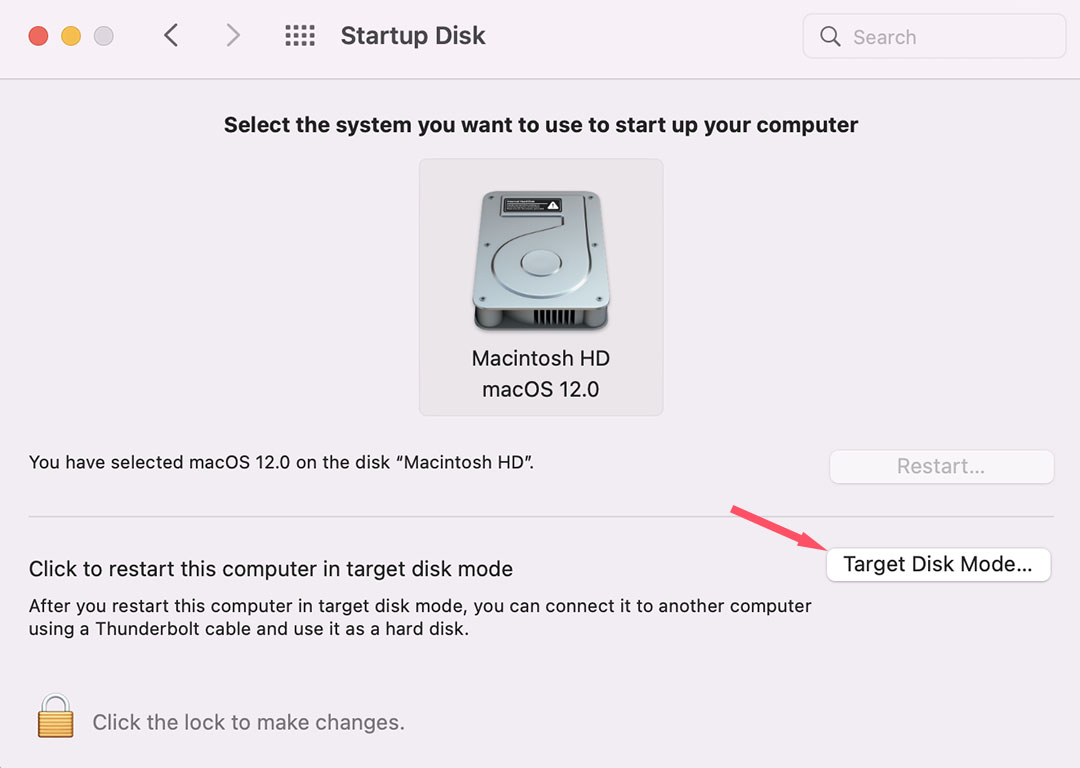 restart macbook pro in target disk mode