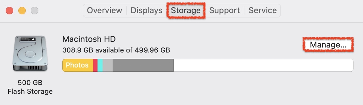 manage storage on mac