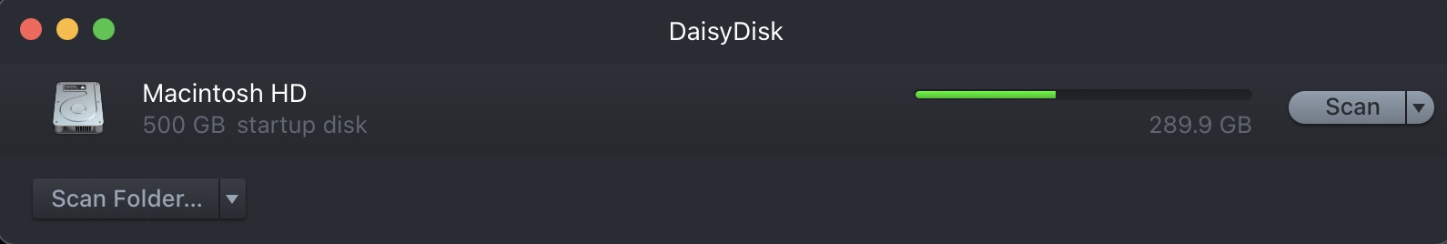 storage selection screen in daisy disk