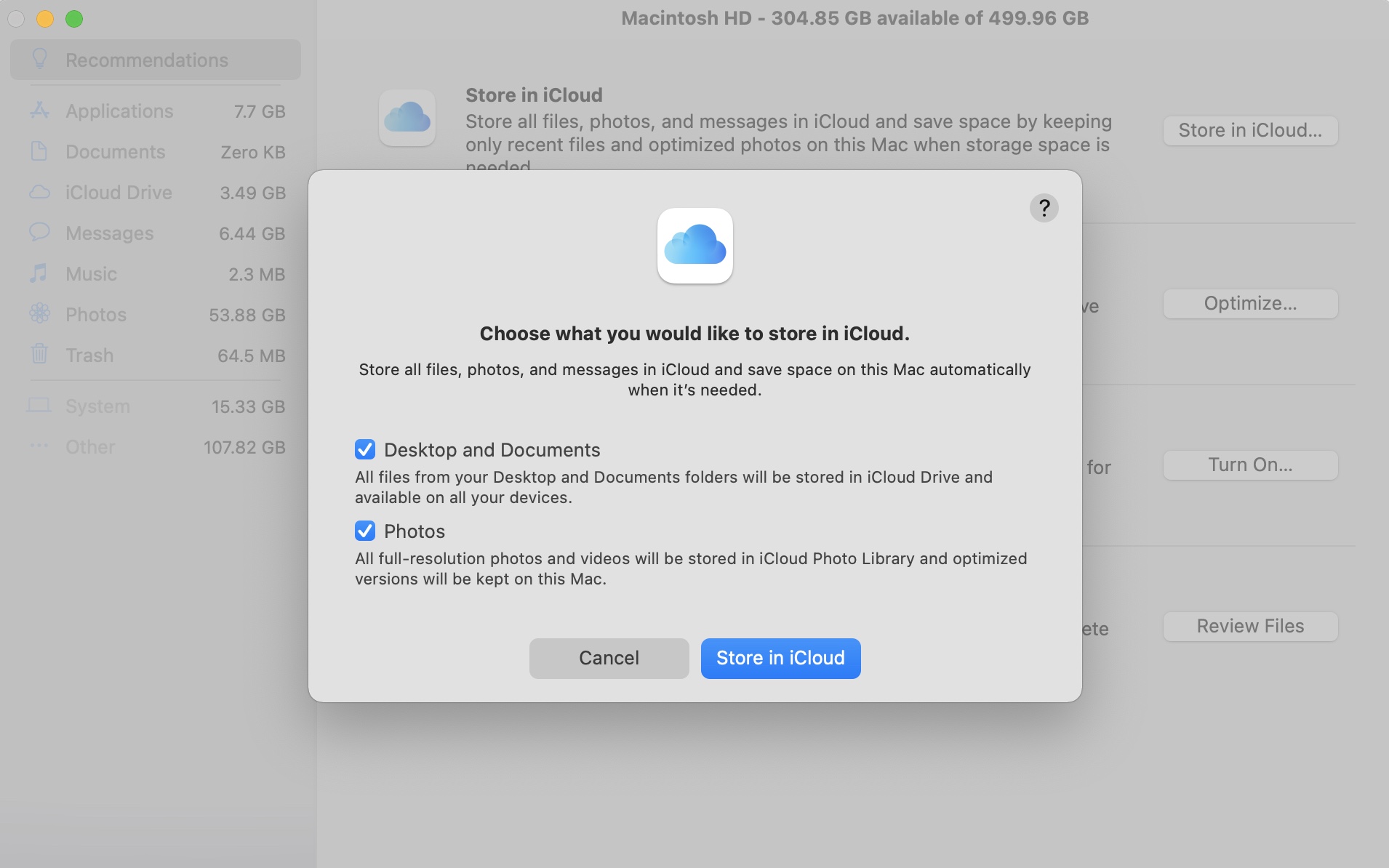 storing files in icloud