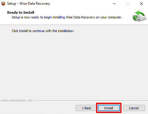 Installing Wise Data Recovery.